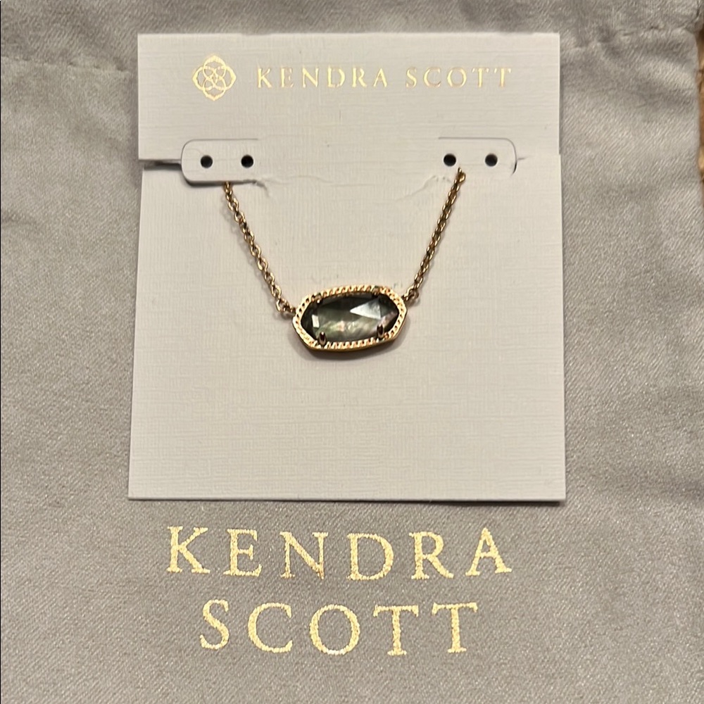 Kendra Scott Elisa Rose Gold Necklace Black Mother of Pearl